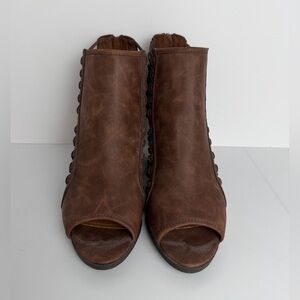 JustFab Alejandrina Brown Cutout Booties Open Toe Heels Size 9
